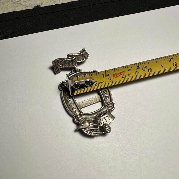 Signed Danecraft I Love My Cat Photo Frame Kitty Bowl Brooch Pin Pewter Tone - Picture 3 of 10